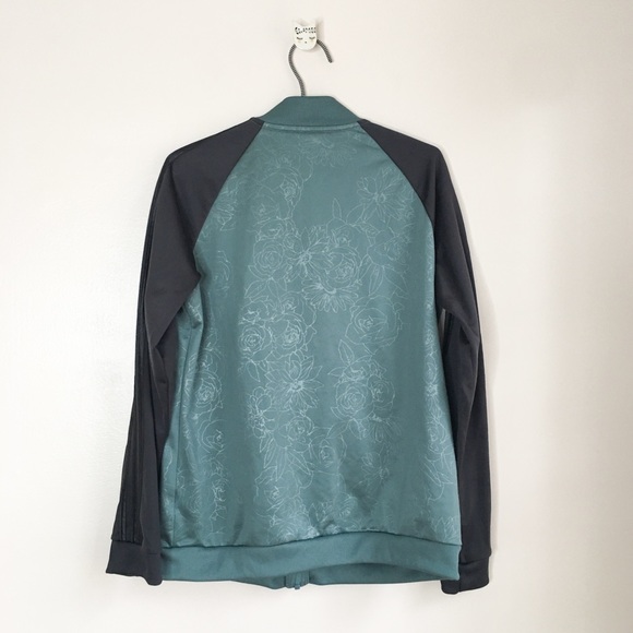 Adidas Embossed Floral Track Jacket Green Size Large - Picture 4 of 10